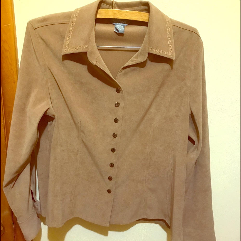 Soft Suede-like Blouse, Sz PL City Blue’s Koret